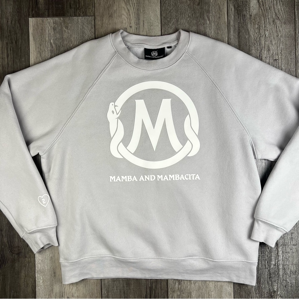 Mamba And Mambacita Kobe Bryant Stone Gray Pullover Crewneck  Sweatshirt Medium